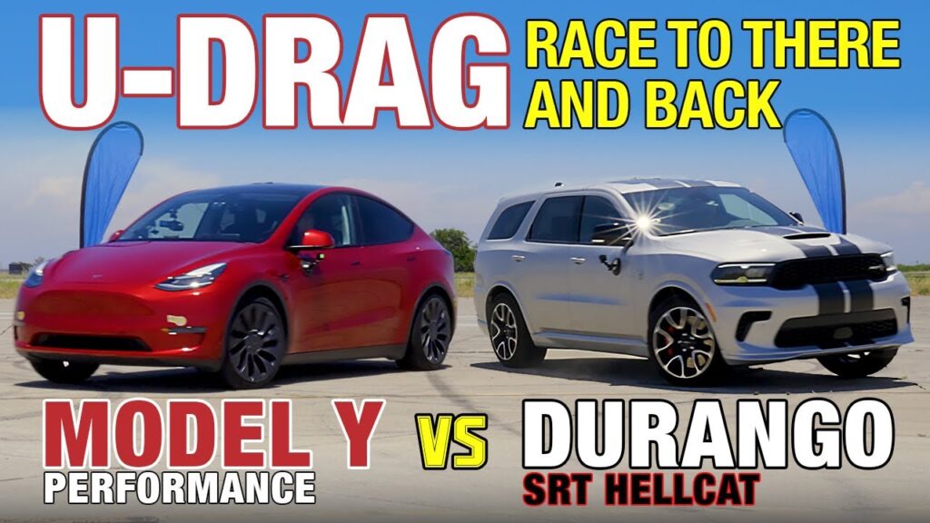 Drag race showdown: Dodge Durango SRT Hellcat vs Tesla Model Y Performance
