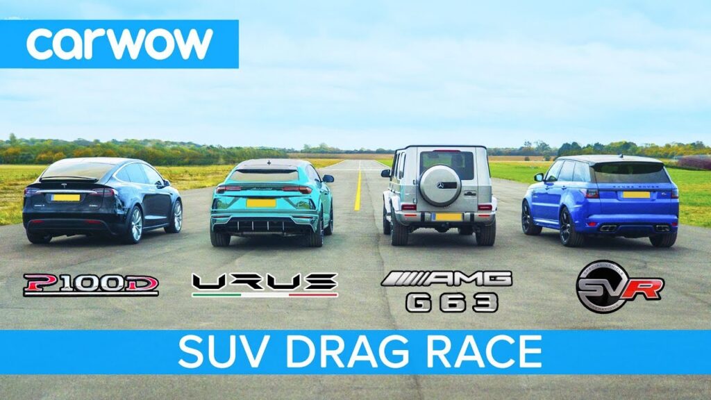 Epic SUV Drag Race: Lamborghini Urus vs Tesla Model X vs Mercedes-AMG G63 vs Range Rover Sport SVR