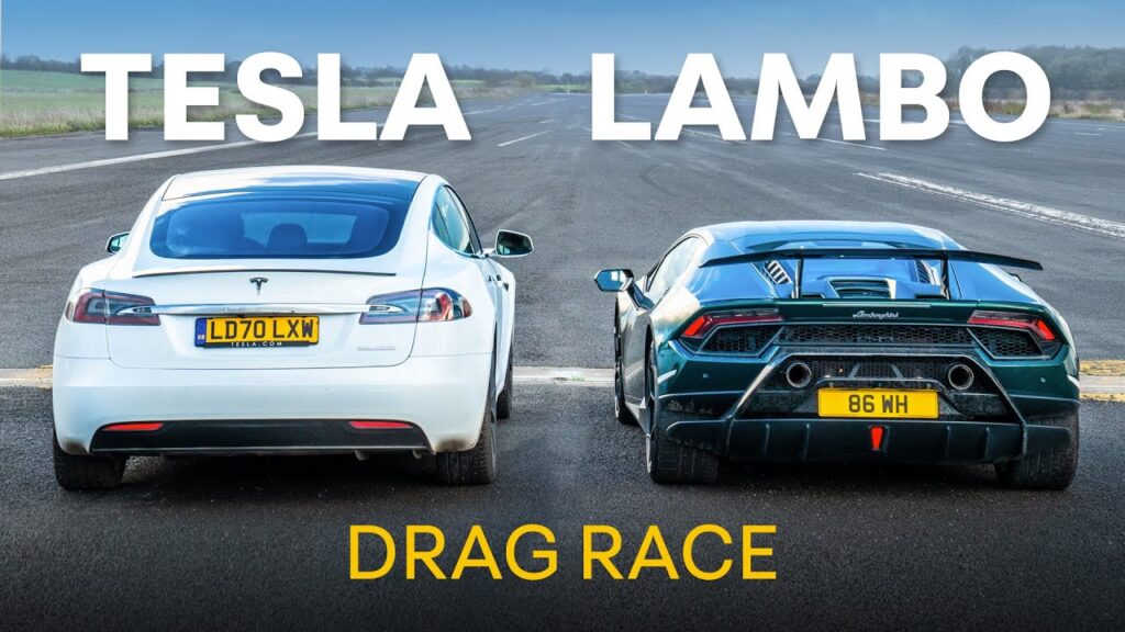 Tesla Model S Performance vs Lamborghini Huracan Performante - Drag Race