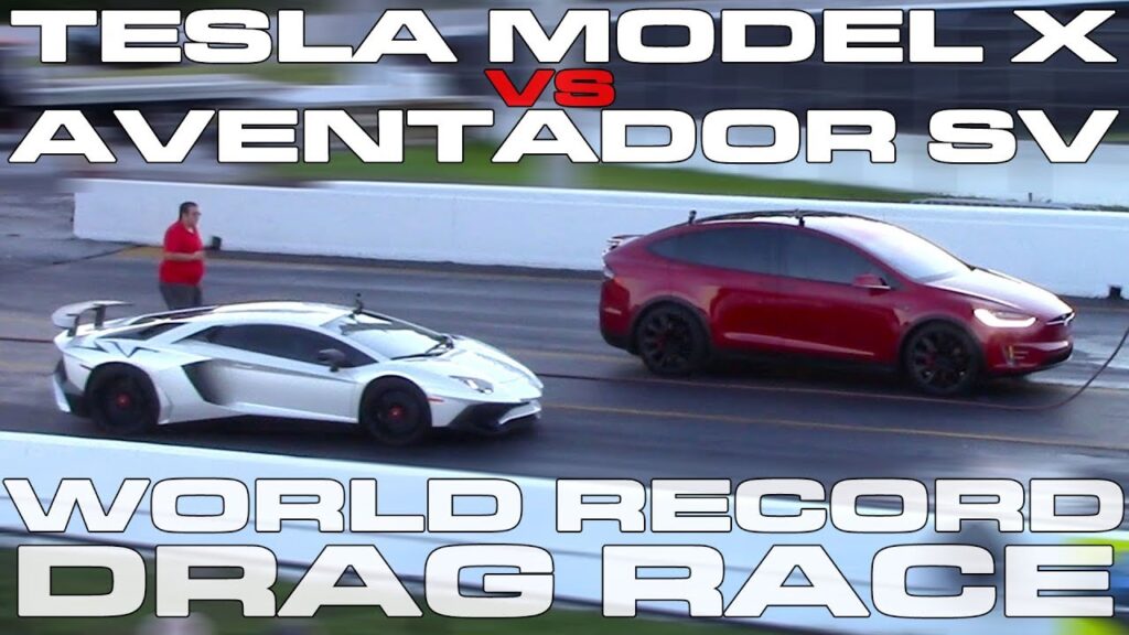 Tesla Model X P100D Sets World Record in 1/4 Mile Drag Racing vs Lamborghini Aventador SV