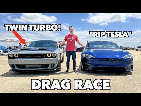 TWIN TURBO HELLCAT EMBARASSES TESLA MODEL S PLAID!!