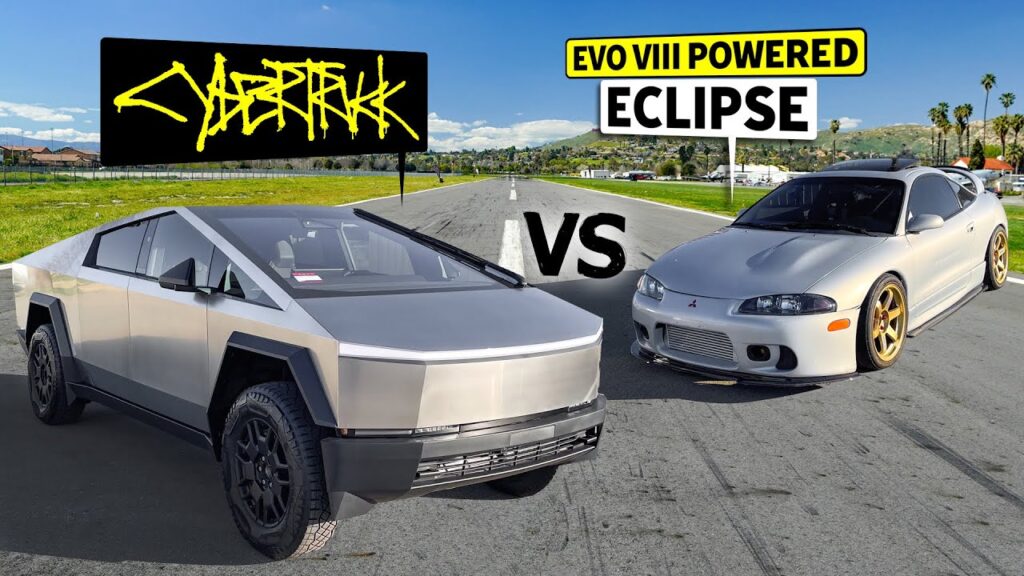 2024 Cybertruck vs 1999 Mitsubishi Eclipse GSX: Drag Race Battle