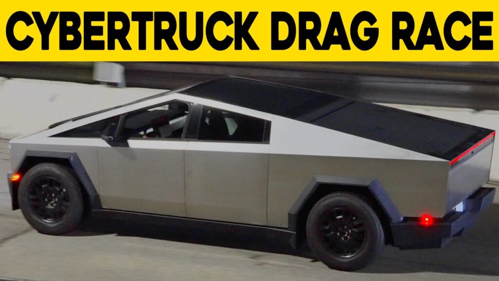 Tesla Cybertruck CyberBeast Tri-Motor drag races against Tesla Model 3 Performance