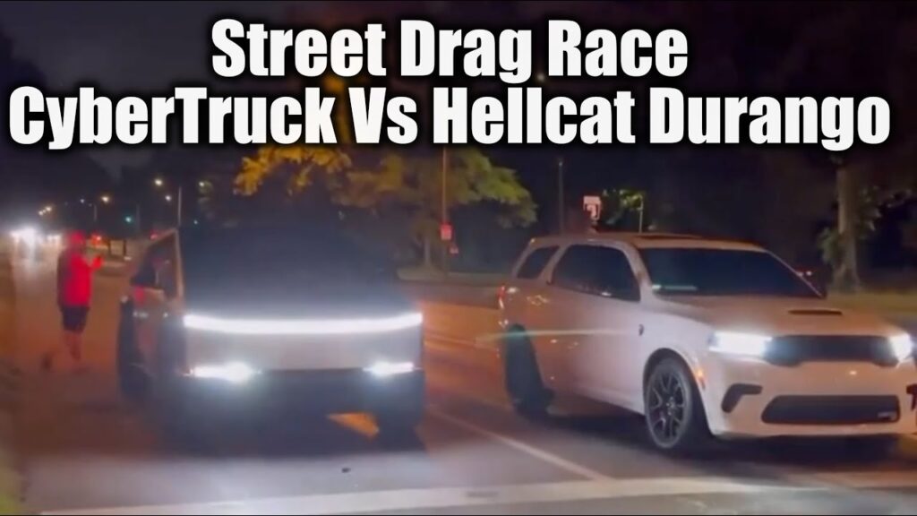 Cybertruck Beats Hellcat Durango in Street Drag Race
