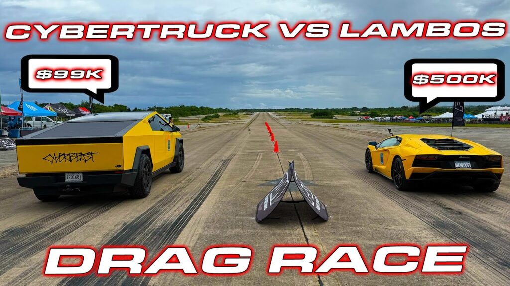Cybertruck Takes on Lambos  259 MPH GTR!