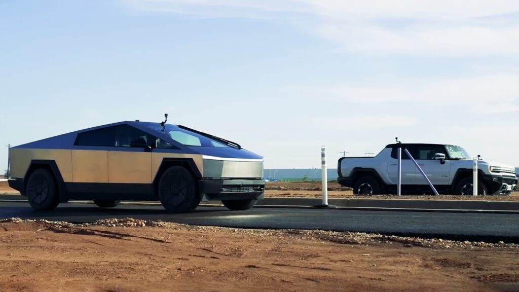 NEW Tesla Cybertruck v Hummer EV - DRAG RACE
